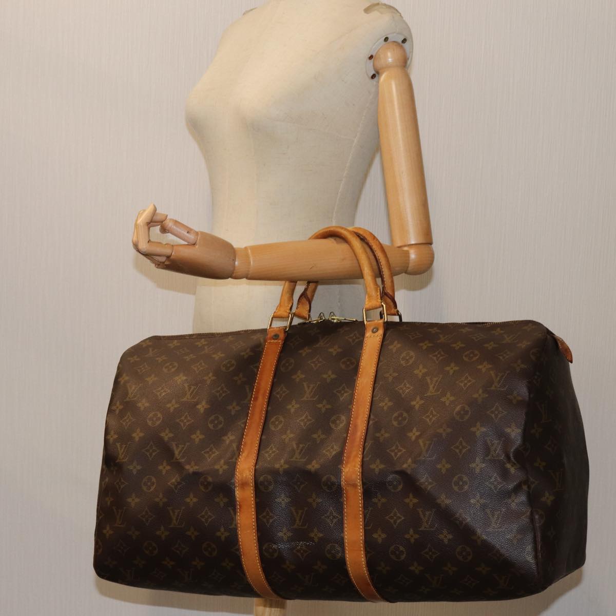 LOUIS VUITTON Monogram Keepall 55 Boston Bag M41424 LV yk11830