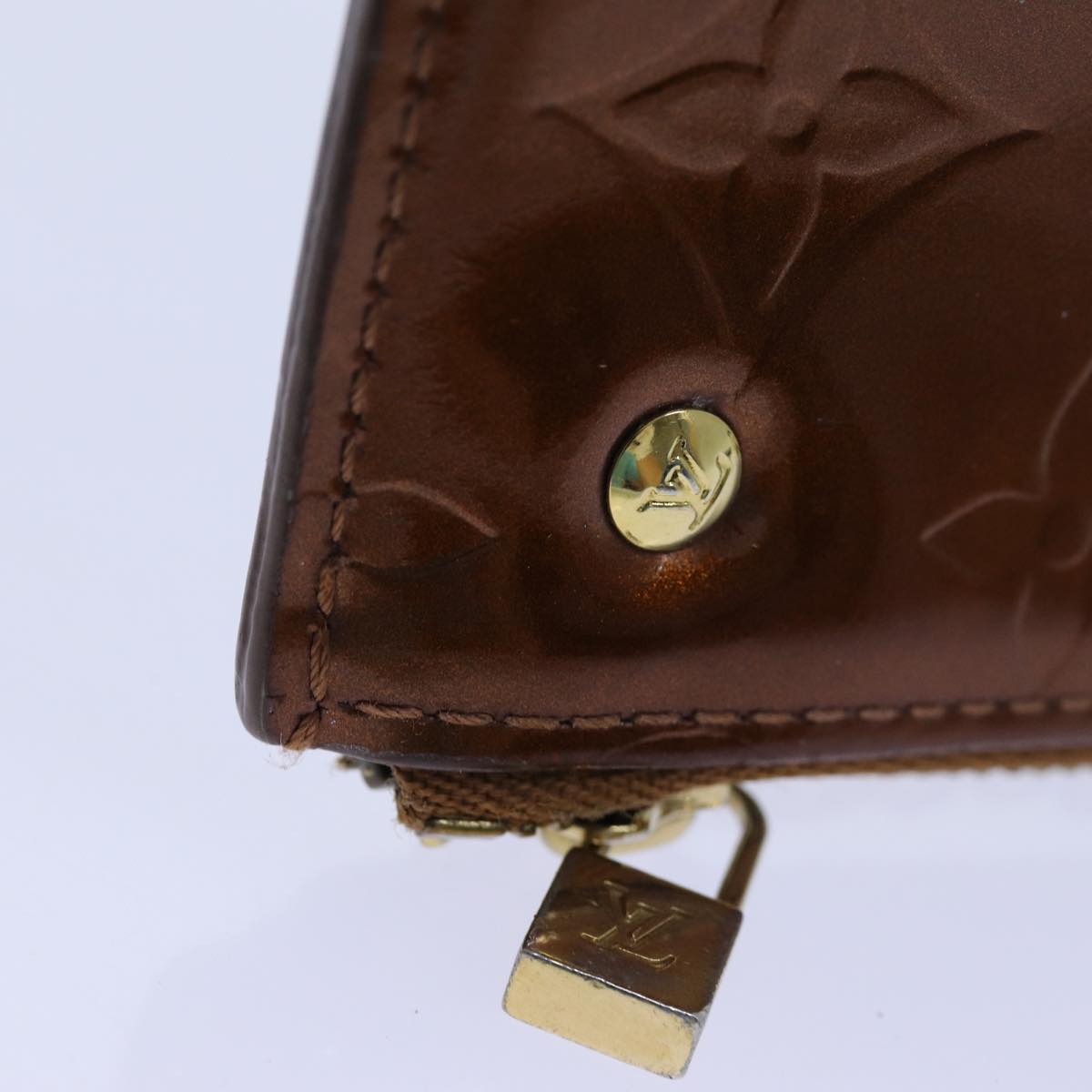 LOUIS VUITTON Vernis Pochette Cles Coin Purse Bronze M91348 LV yk11837