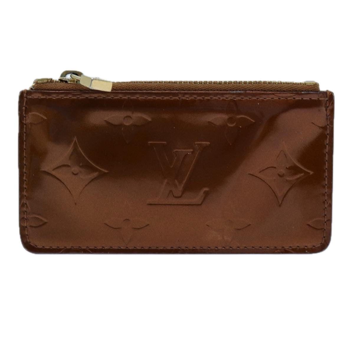 LOUIS VUITTON Vernis Pochette Cles Coin Purse Bronze M91348 LV yk11837
