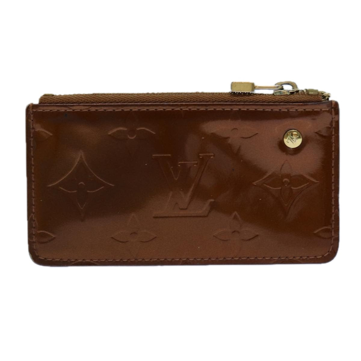 LOUIS VUITTON Vernis Pochette Cles Coin Purse Bronze M91348 LV yk11837