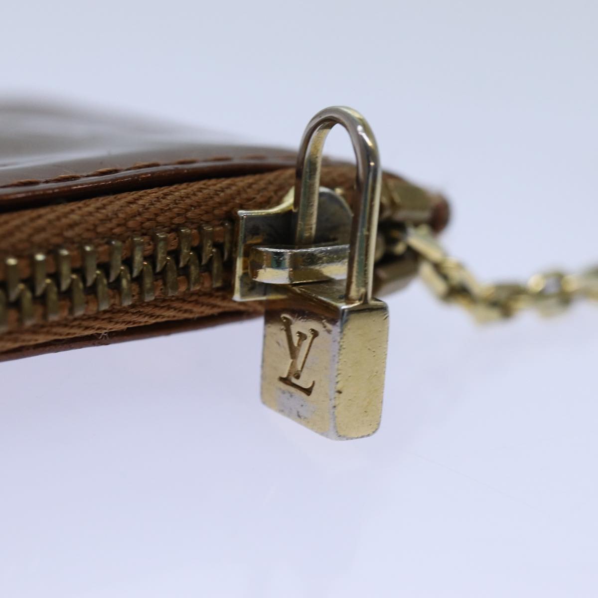 LOUIS VUITTON Vernis Pochette Cles Coin Purse Bronze M91348 LV yk11837