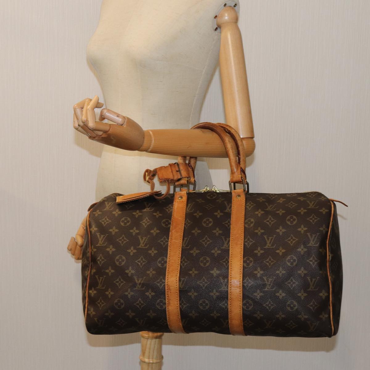 LOUIS VUITTON Monogram Keepall 45 Boston Bag M41428 LV yk11864
