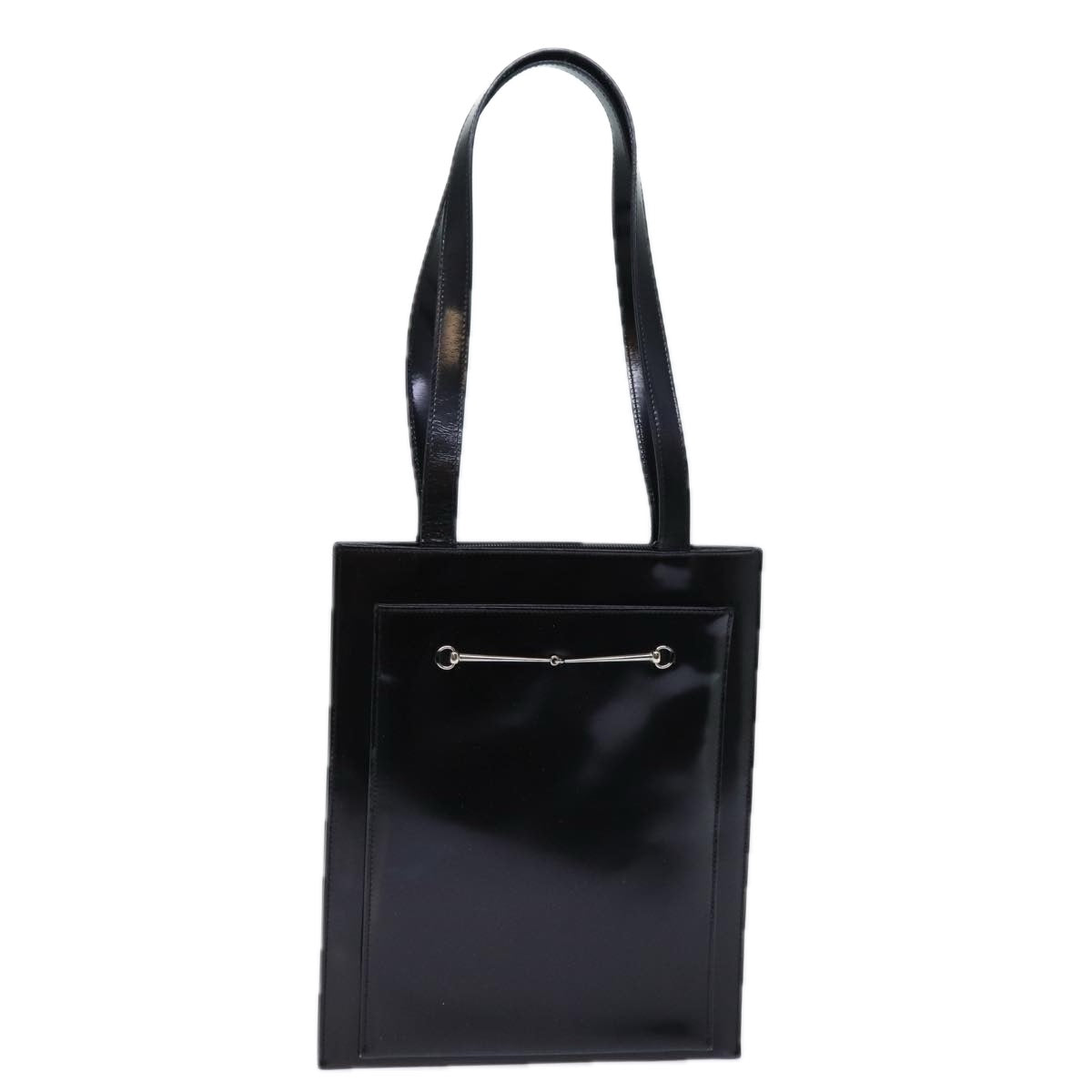 GUCCI Horsebit Shoulder Bag Enamel Black yk11952