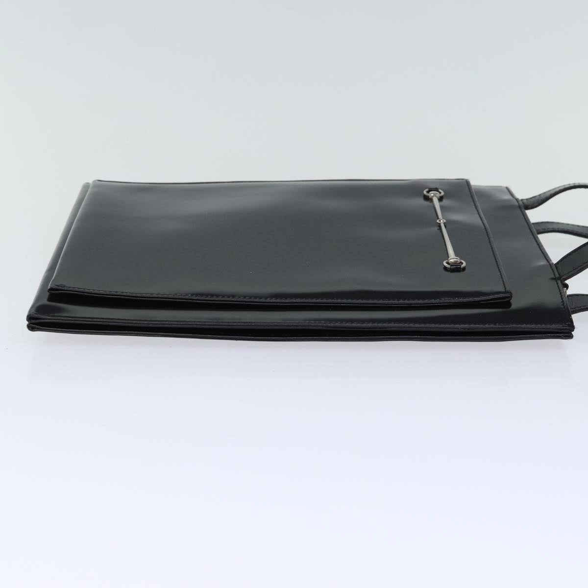 GUCCI Horsebit Shoulder Bag Enamel Black yk11952
