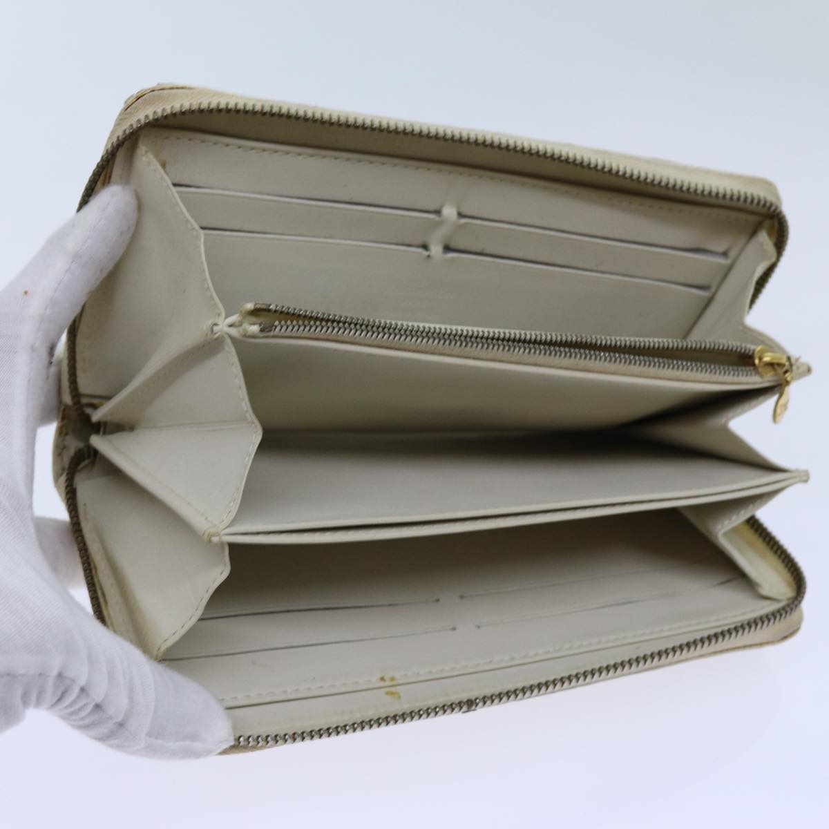 LOUIS VUITTON Monogram Vernis Zippy Wallet Wallet Perle M91471 LV yk11980