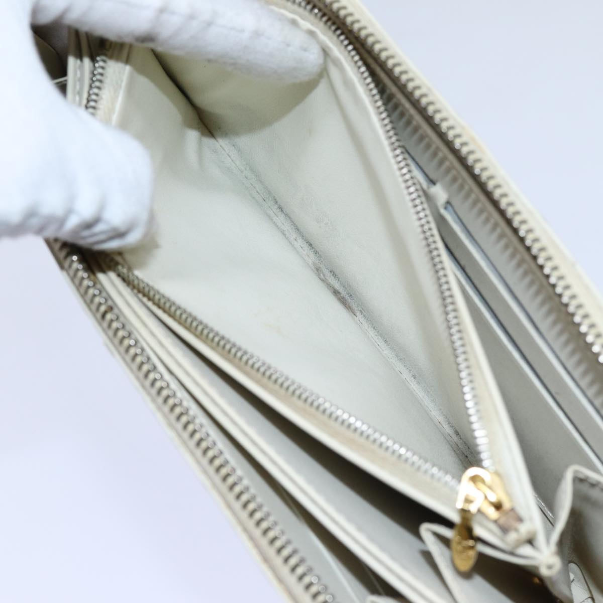 LOUIS VUITTON Monogram Vernis Zippy Wallet Wallet Perle M91471 LV yk11980