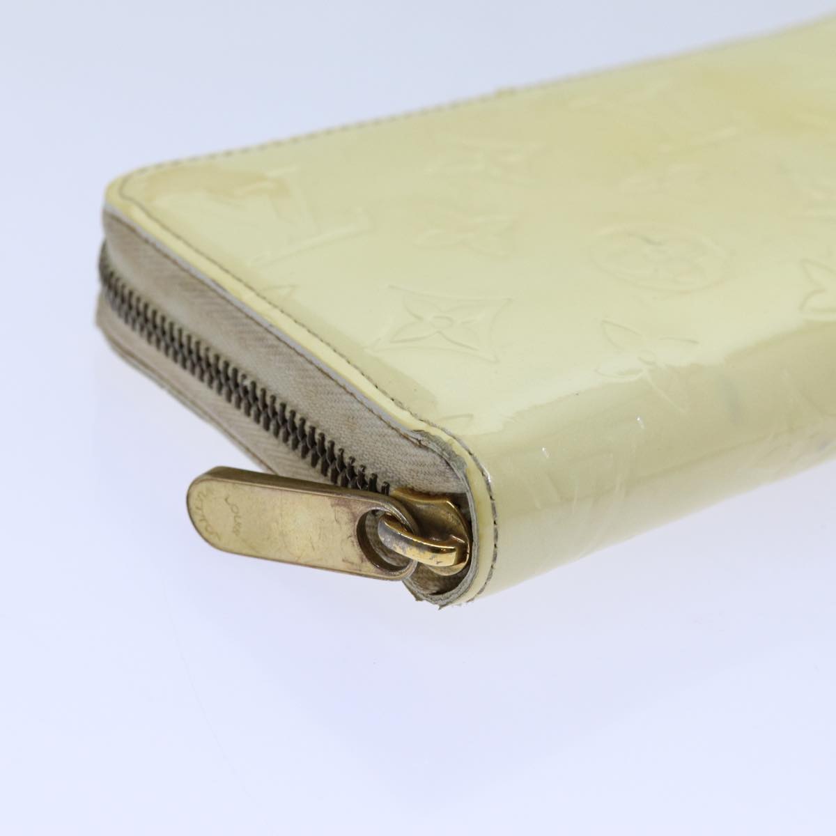 LOUIS VUITTON Monogram Vernis Zippy Wallet Wallet Perle M91471 LV yk11980