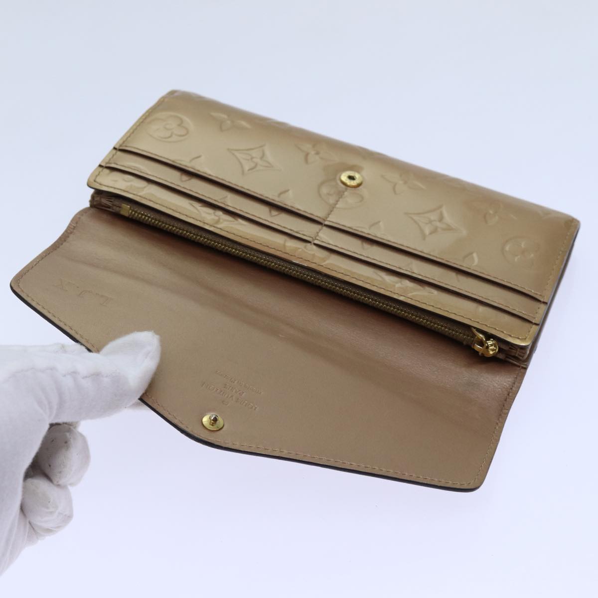 LOUIS VUITTON Vernis Portefeiulle Sarah Long Wallet Dunne M90209 LV yk11987