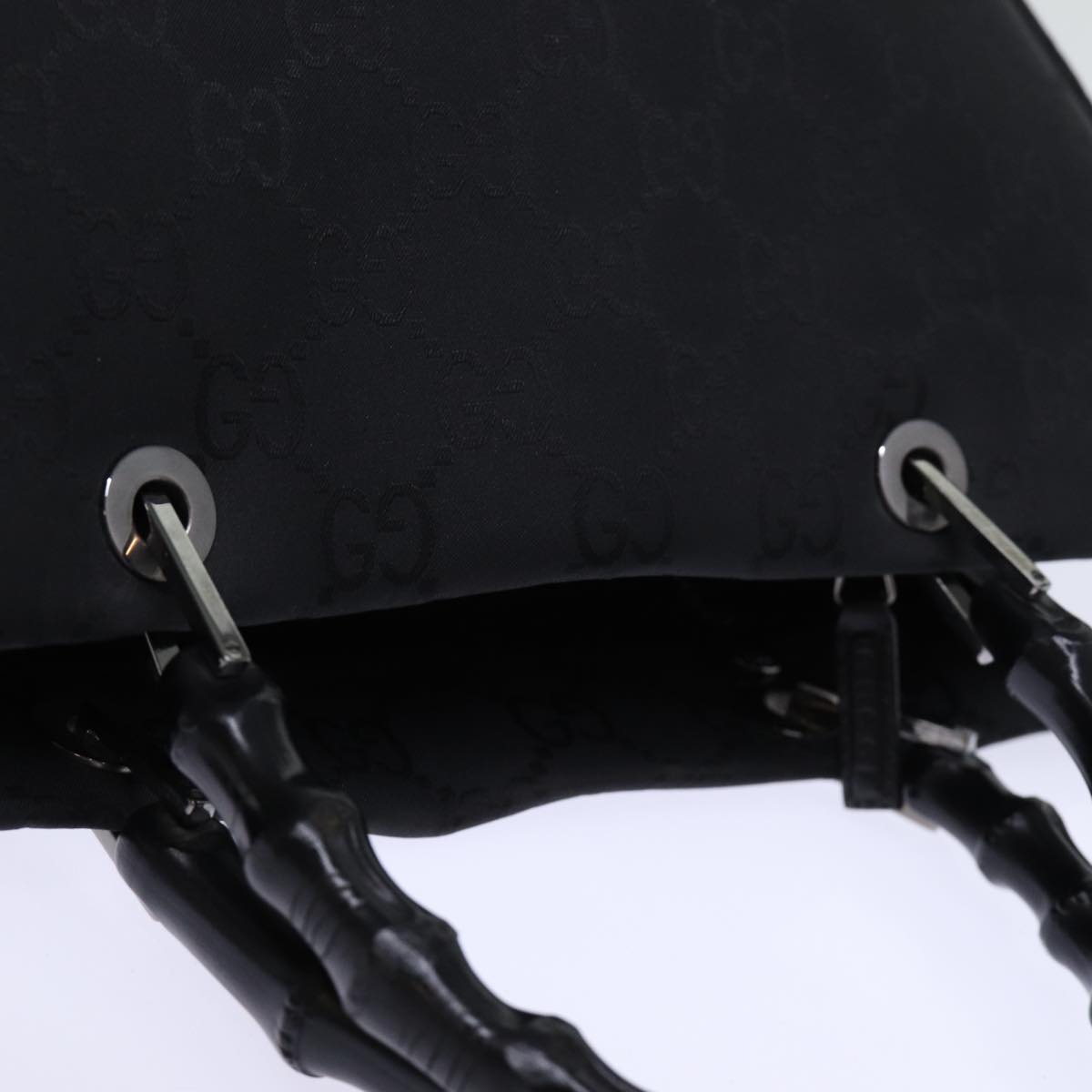 GUCCI Bamboo GG Canvas Hand Bag Nylon Black 002 1010 yk12012