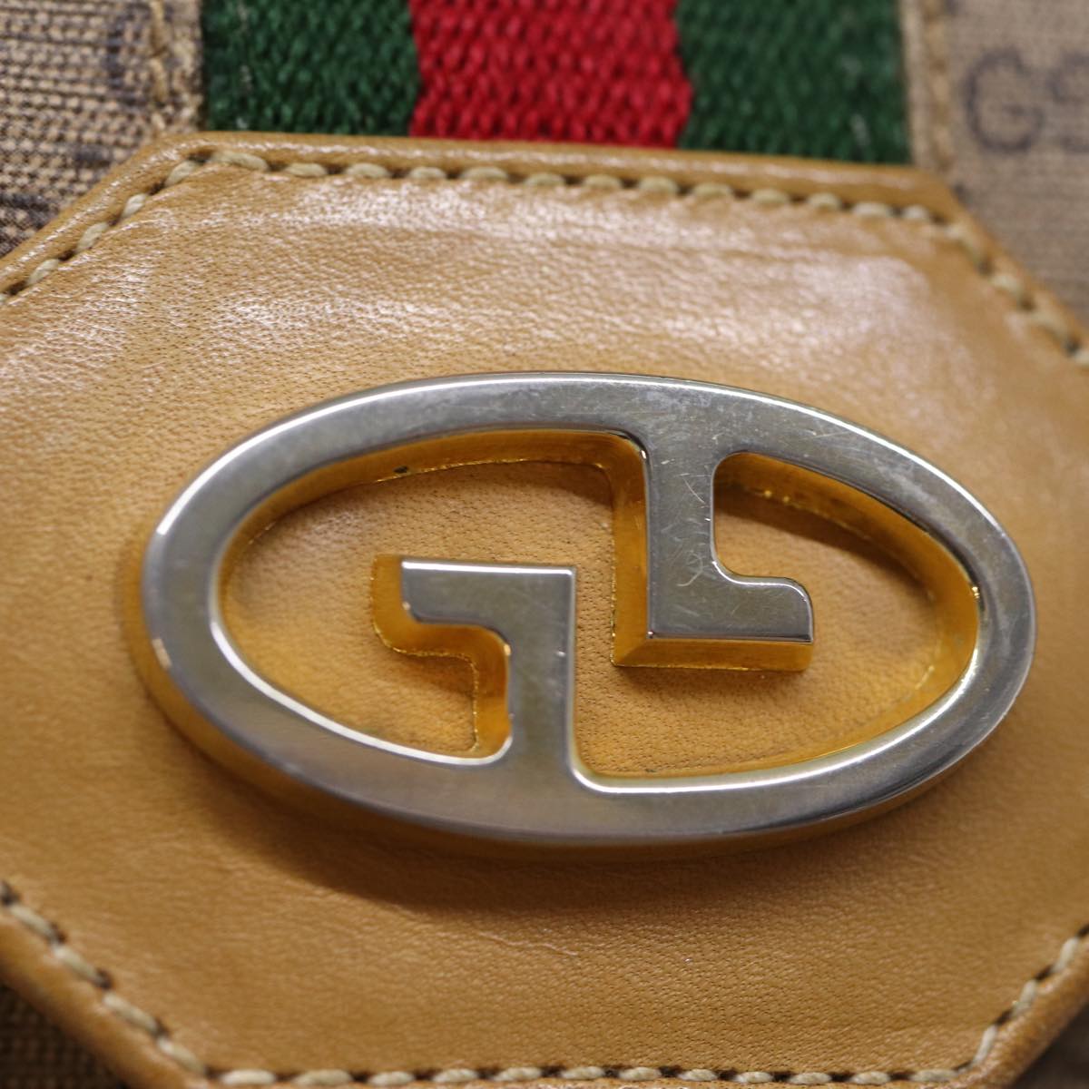 GUCCI Micro GG Supreme Chain Web Sherry Line Shoulder Bag PVC Beige yk12014