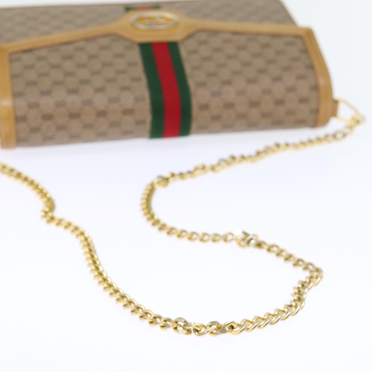 GUCCI Micro GG Supreme Chain Web Sherry Line Shoulder Bag PVC Beige yk12014