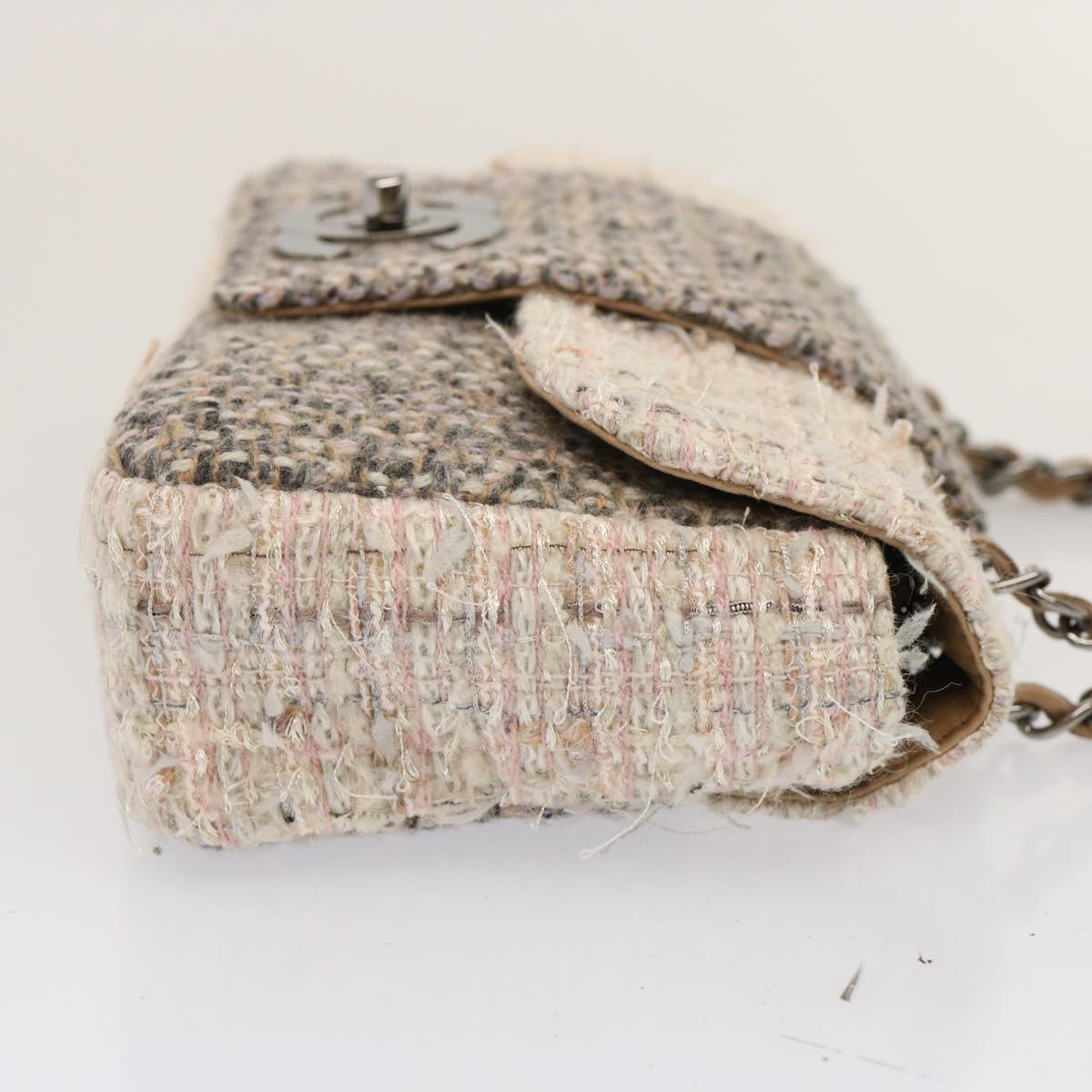 CHANEL Turn Lock Chain COCO Mark Shoulder Bag tweed Pink CC yk12015A