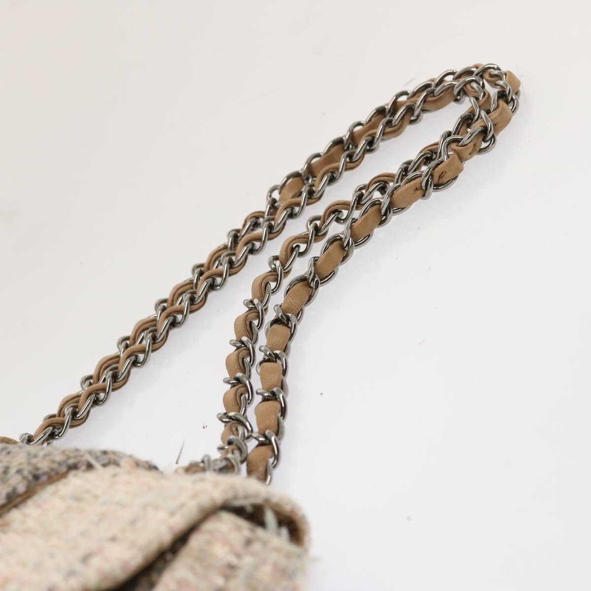 CHANEL Turn Lock Chain COCO Mark Shoulder Bag tweed Pink CC yk12015A