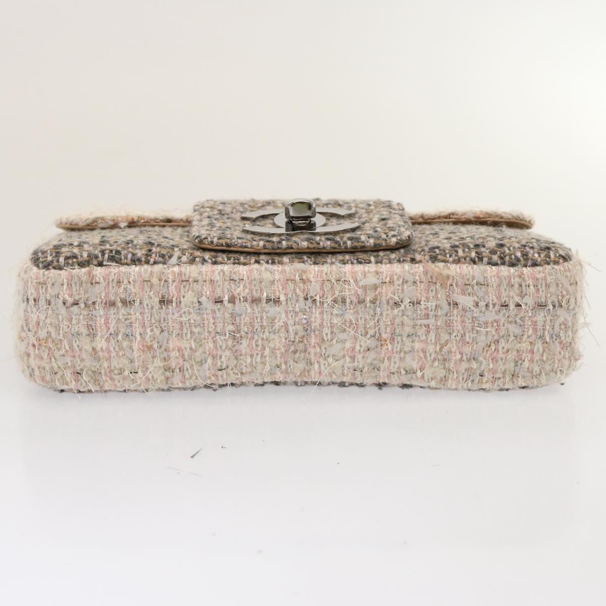 CHANEL Turn Lock Chain COCO Mark Shoulder Bag tweed Pink CC yk12015A