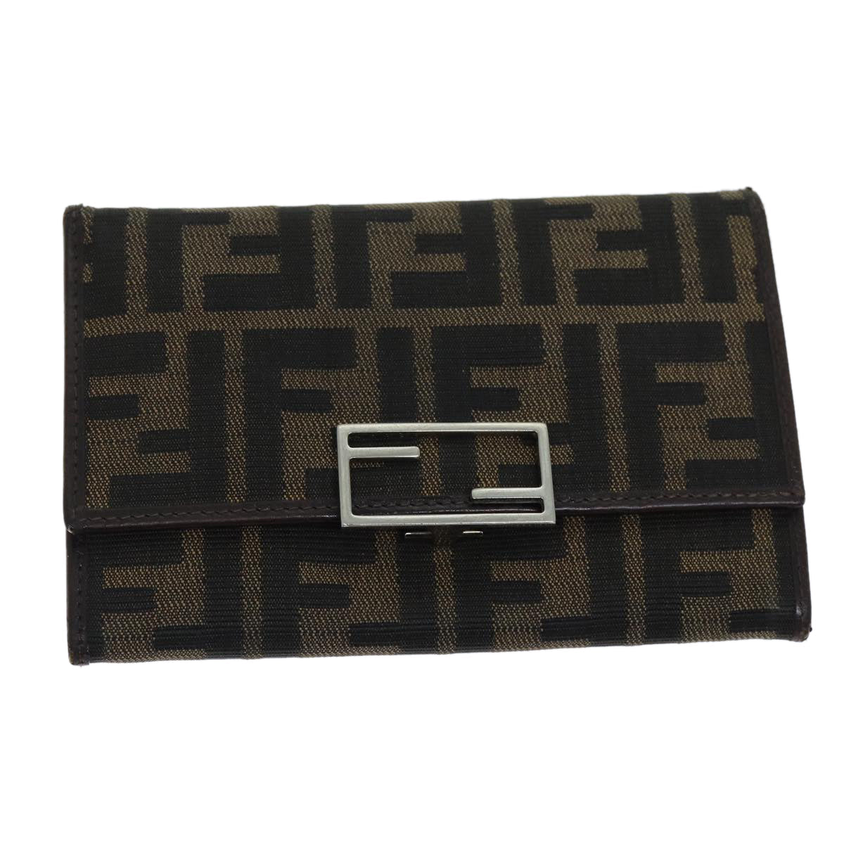 FENDI Zucca Canvas Wallet Black Brown yk12033