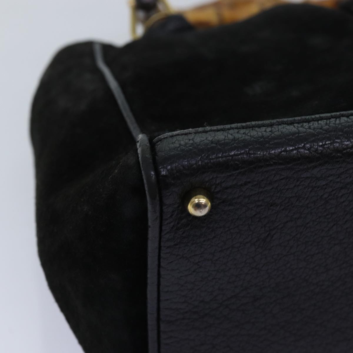 GUCCI Bamboo Hand Bag Suede Black 000 122 0316 yk12056