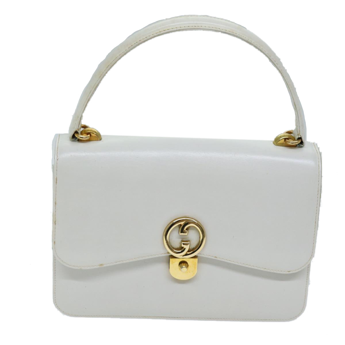 GUCCI Hand Bag Leather White yk12076