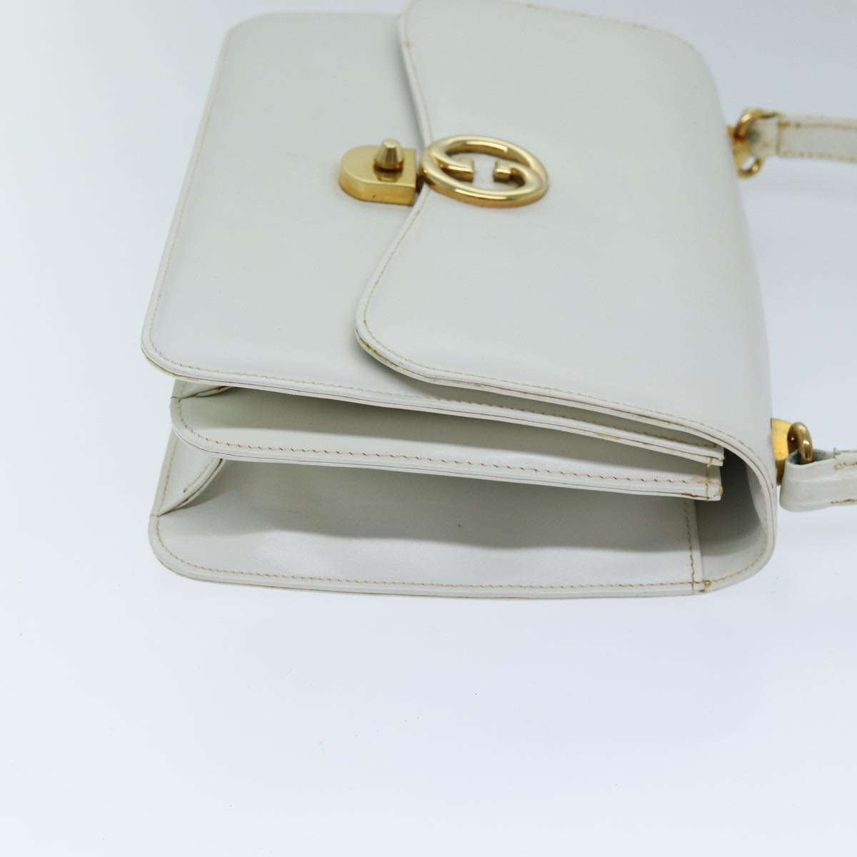 GUCCI Hand Bag Leather White yk12076