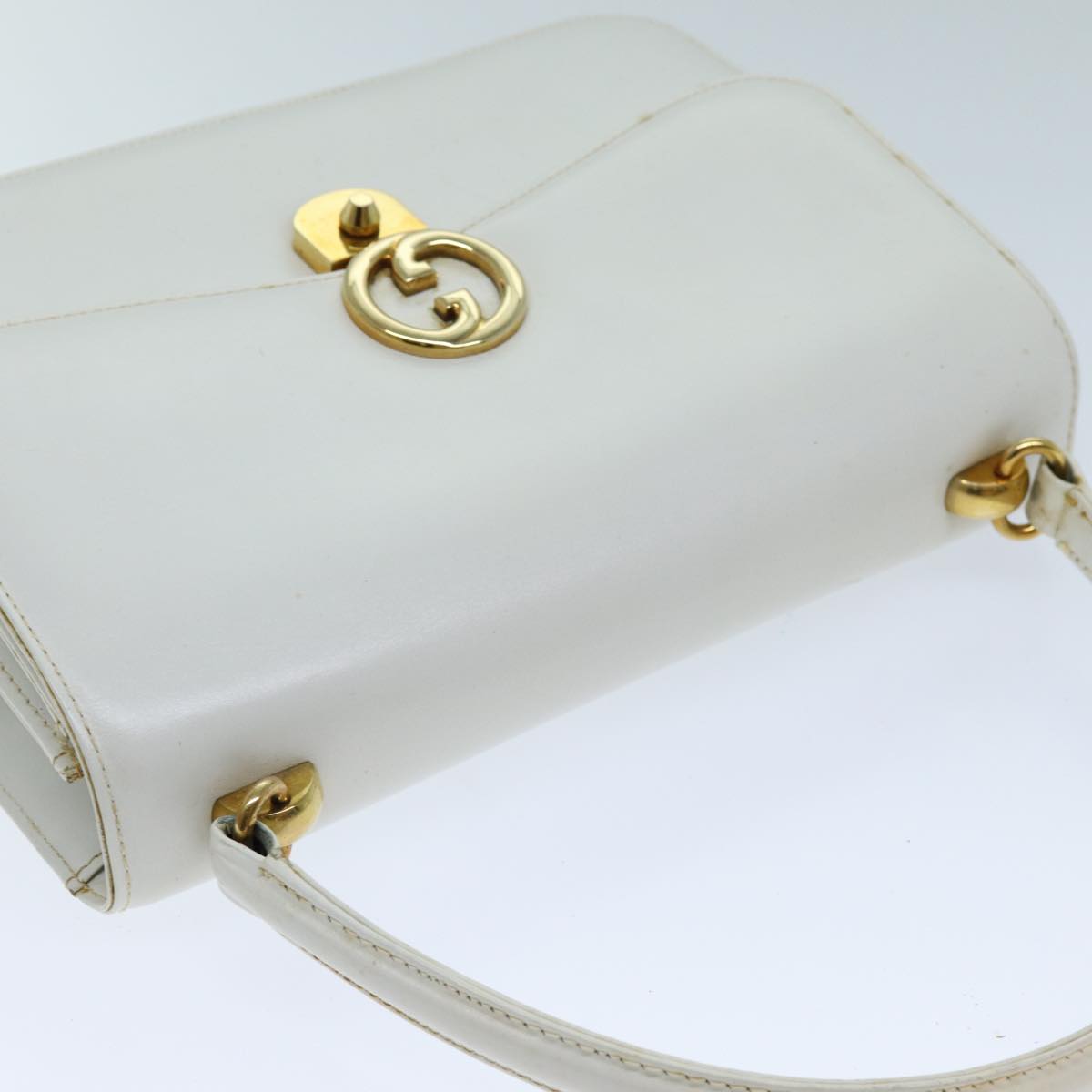 GUCCI Hand Bag Leather White yk12076