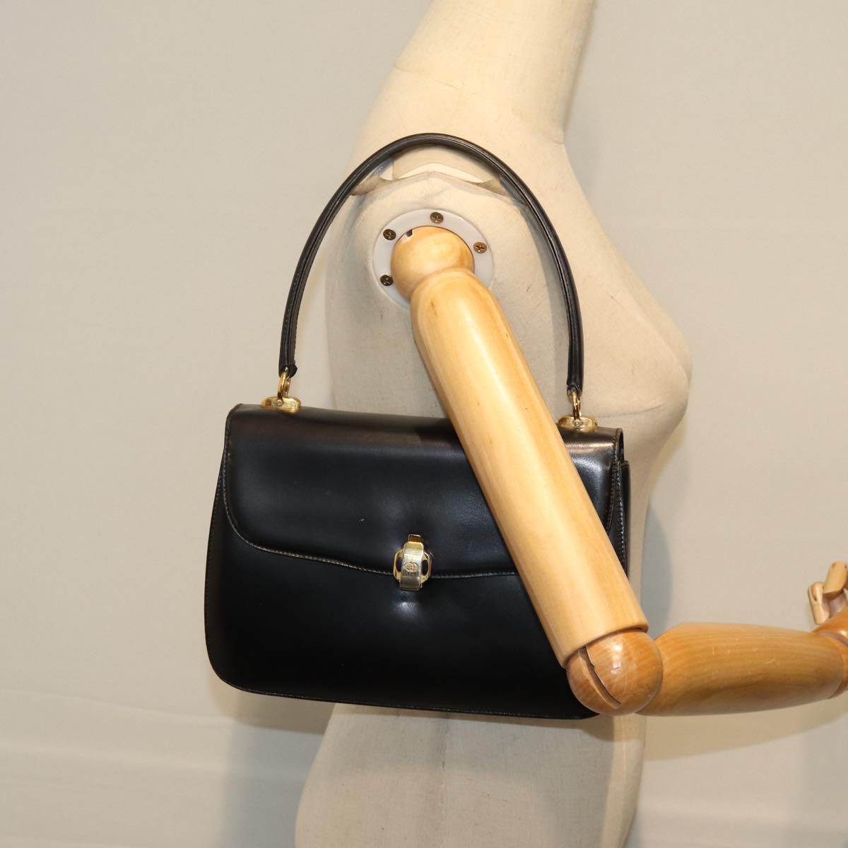 GUCCI Hand Bag Leather Black yk12169
