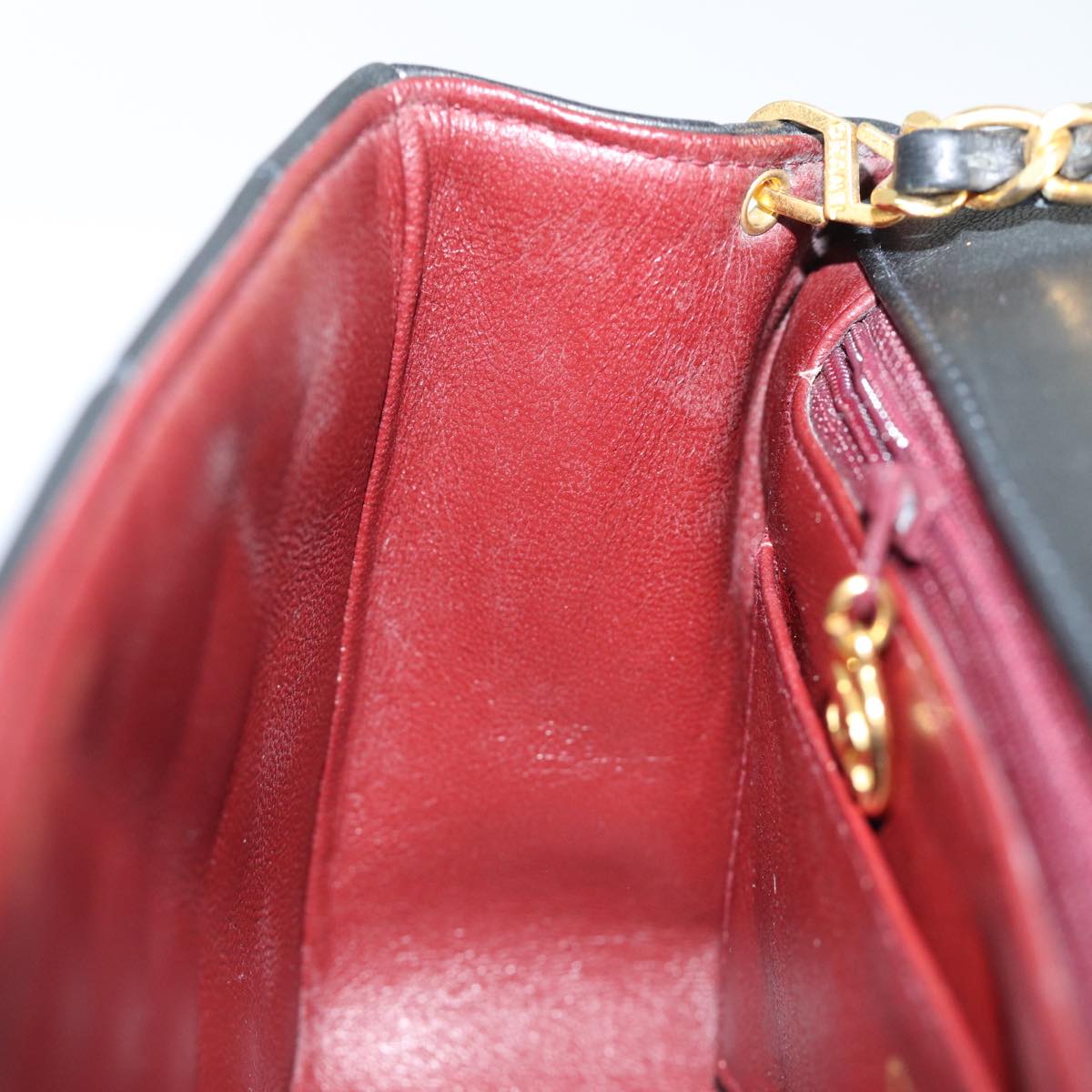 CHANEL Diana Matelasse Chain Shoulder Bag Lamb Skin Black CC yk12192A