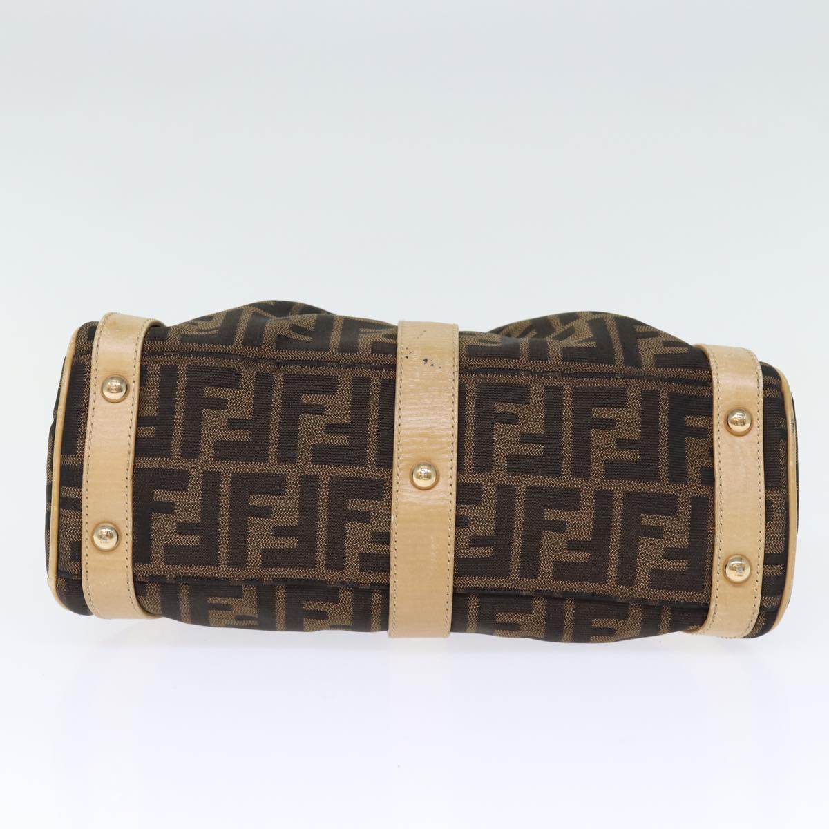 FENDI Zucca Canvas Hand Bag Brown Black yk12269