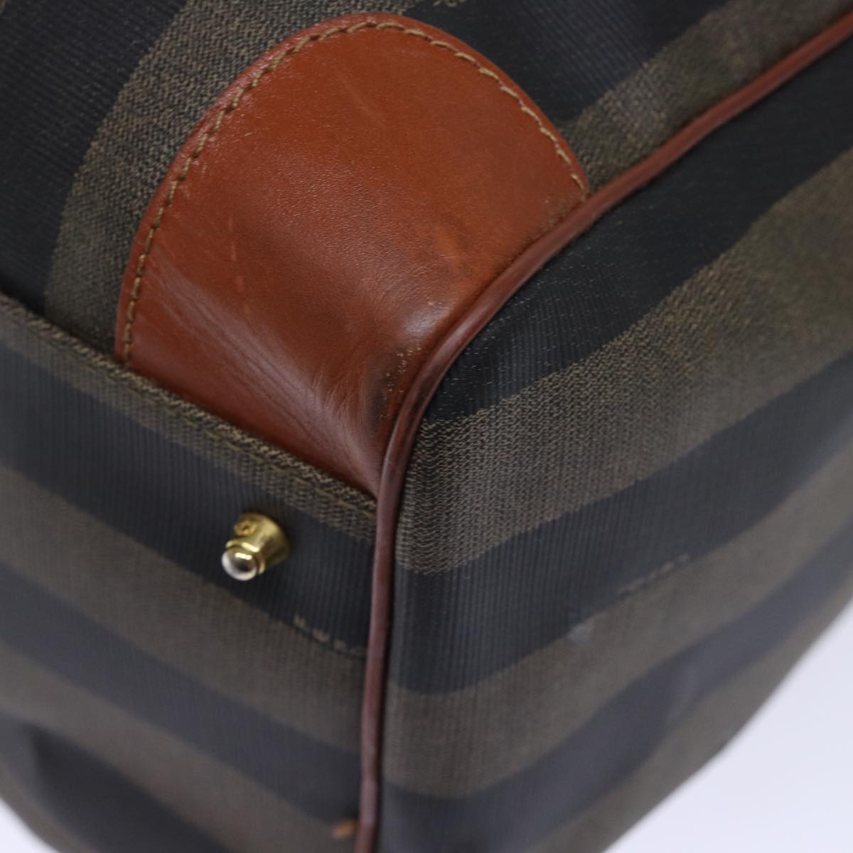 FENDI Pecan Canvas Boston Bag 2way Brown Black yk12324