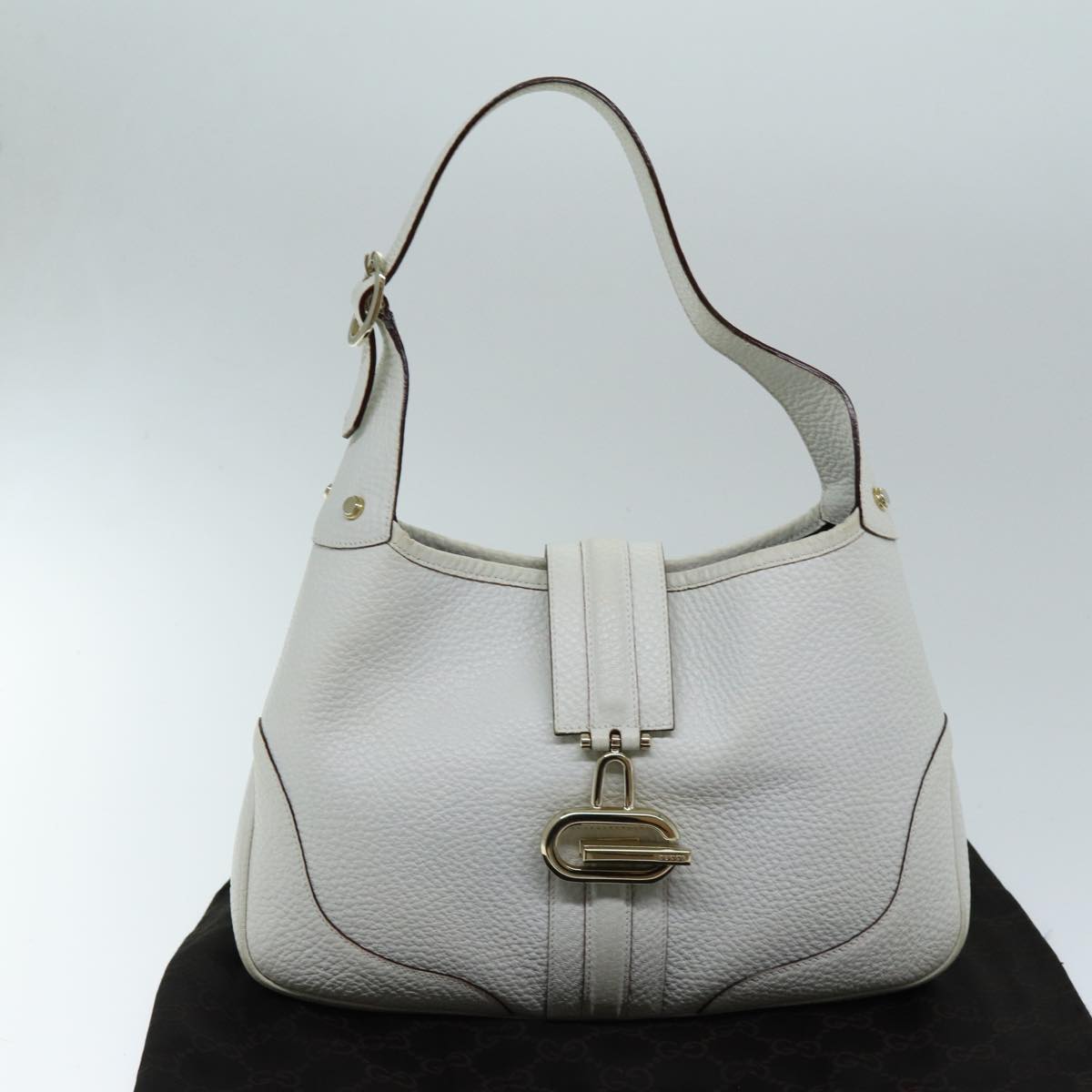 GUCCI Jackie Shoulder Bag Leather White 130779 yk12341