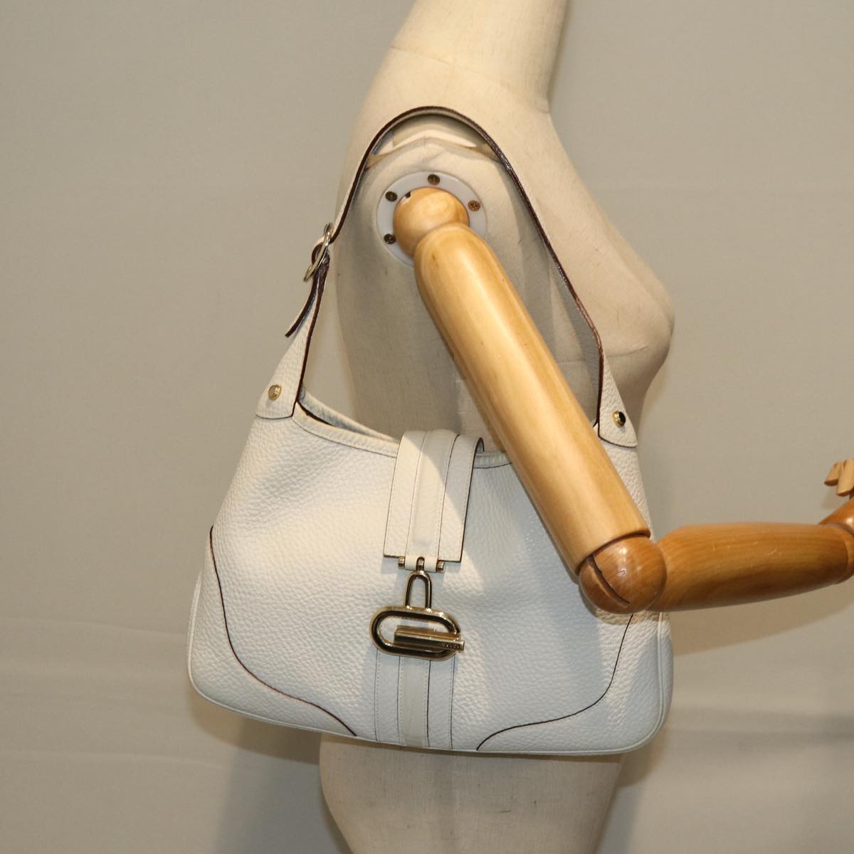 GUCCI Jackie Shoulder Bag Leather White 130779 yk12341