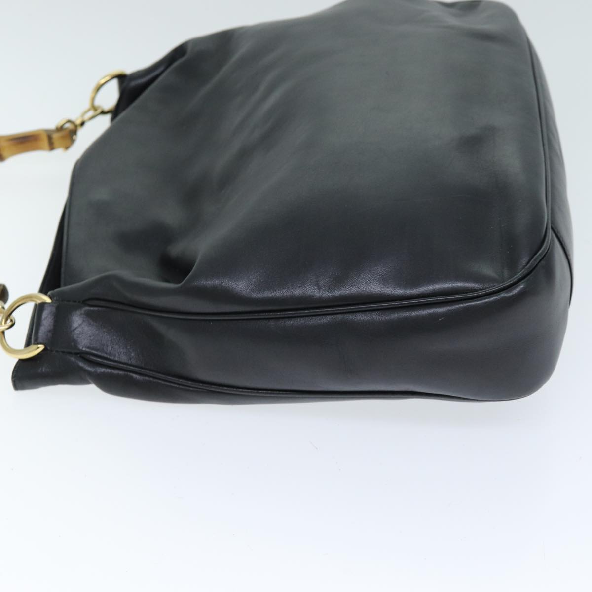 GUCCI Bamboo Hand Bag Leather 2way Black 001 1577 yk12406
