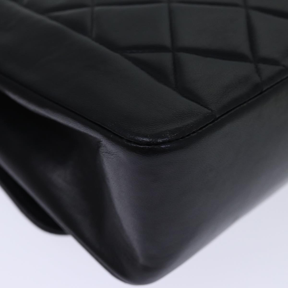 CHANEL Diana Matelasse Chain Shoulder Bag Lamb Skin Black CC yk12418A