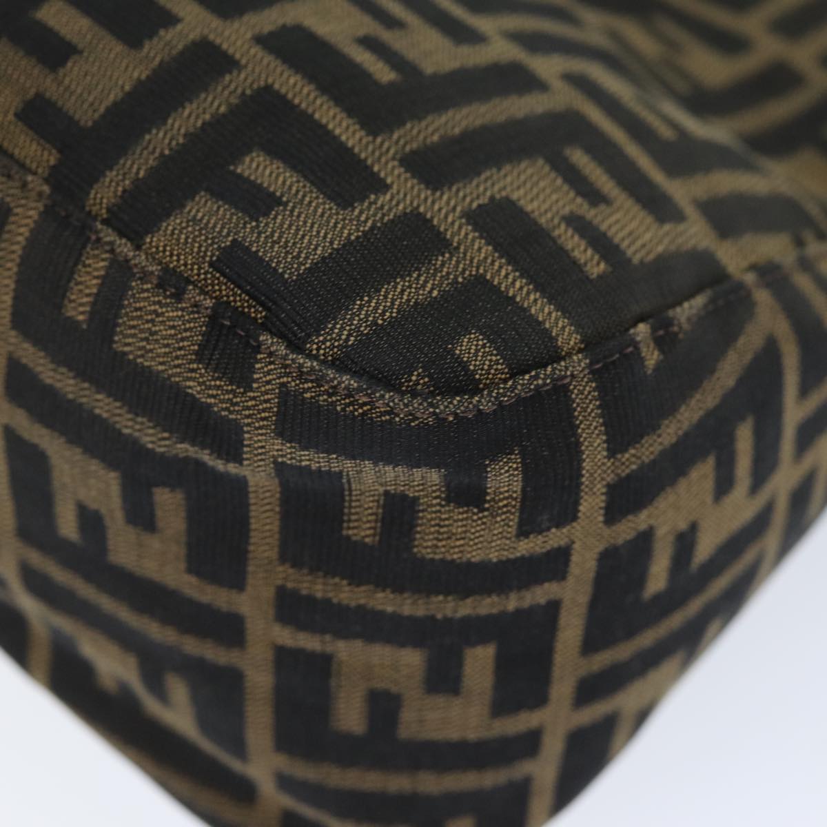 FENDI Zucca Canvas Mamma Baguette Shoulder Bag Black Brown yk12425