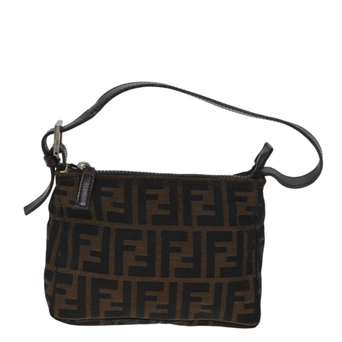 FENDI Zucca Canvas Hand Bag Brown Black yk12428