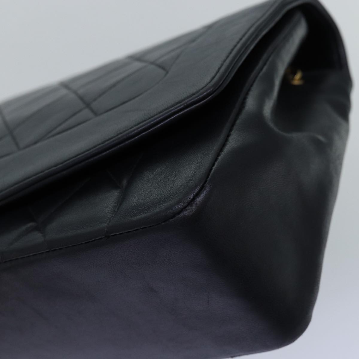 CHANEL Diana Matelasse Chain Shoulder Bag Lamb Skin Black CC yk12474