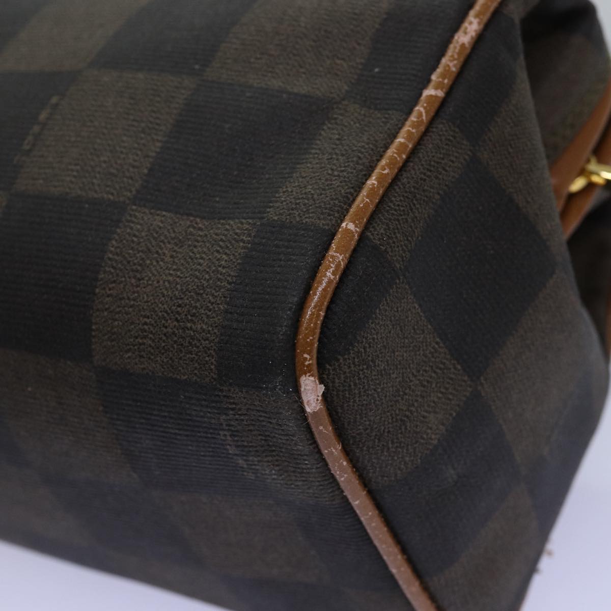 FENDI Pecan Canvas Hand Bag 2way Brown Black yk12478