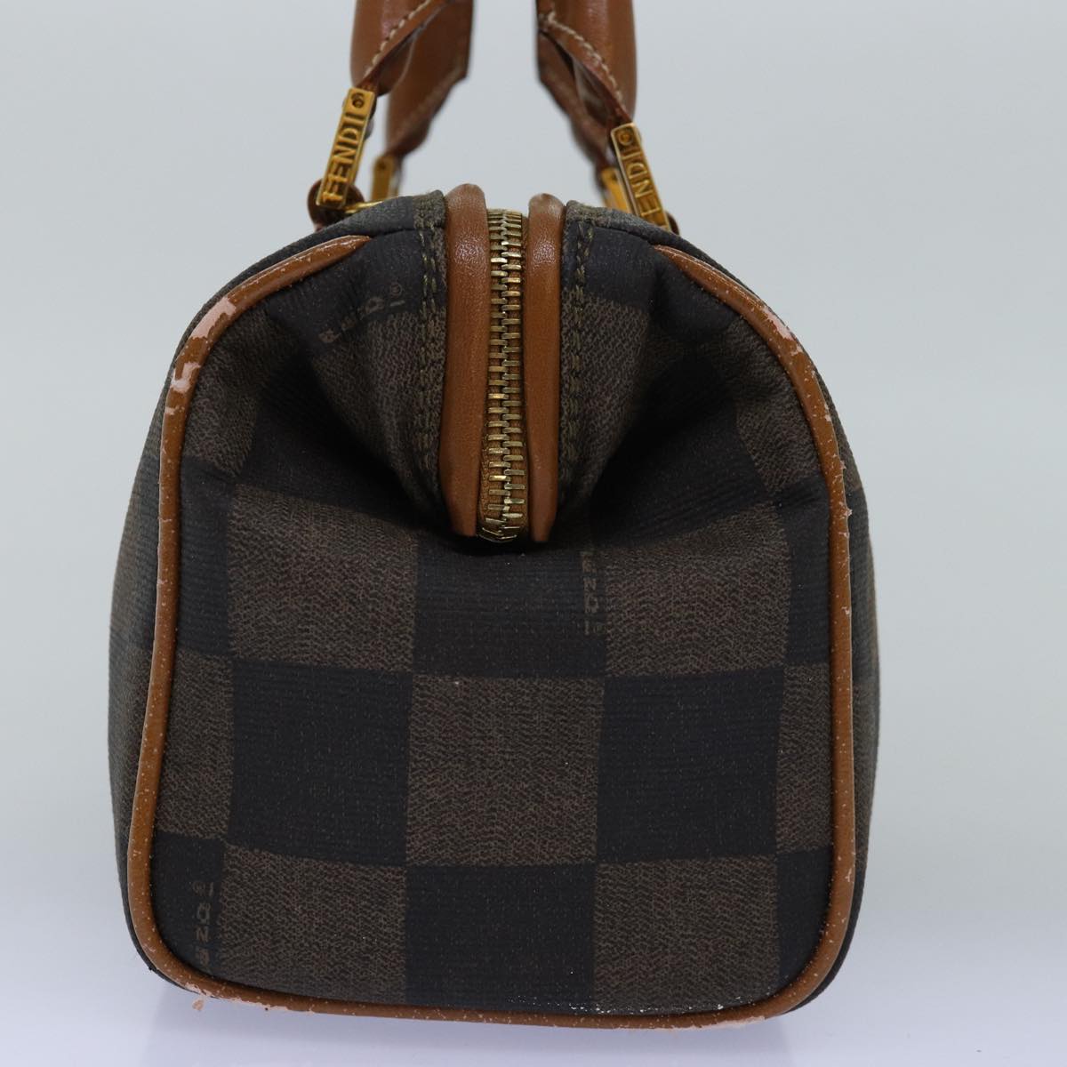 FENDI Pecan Canvas Hand Bag 2way Brown Black yk12478