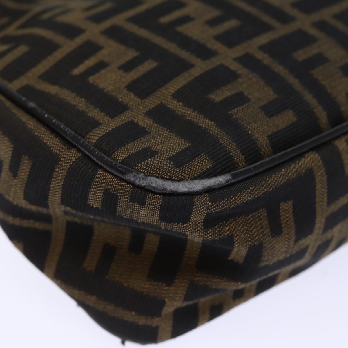 FENDI Zucca Canvas Hand Bag Brown Black yk12507