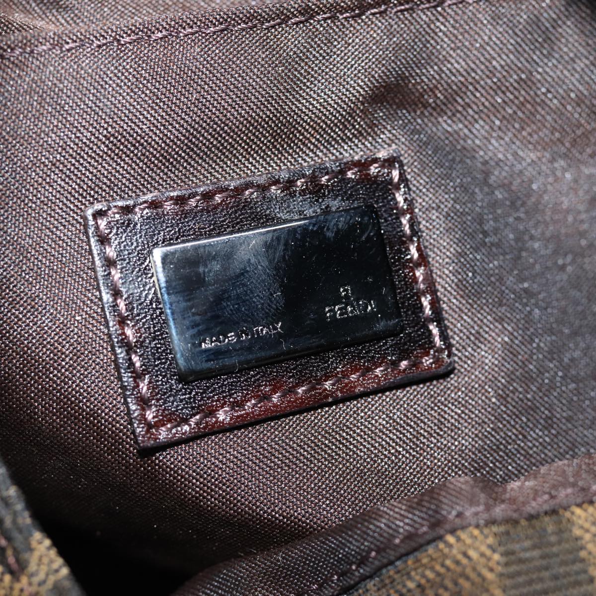 FENDI Zucca Canvas Hand Bag Brown Black yk12507