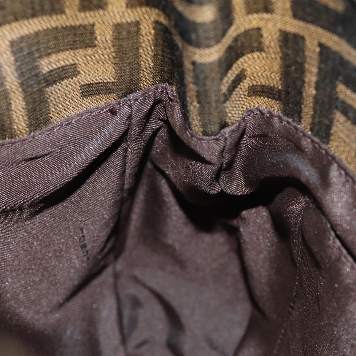 FENDI Zucca Canvas Hand Bag Brown Black yk12507
