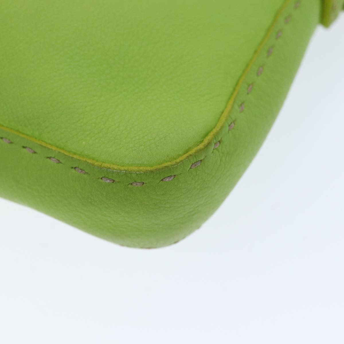 FENDI Celeria Mamma Baguette Shoulder Bag Leather Green yk12521