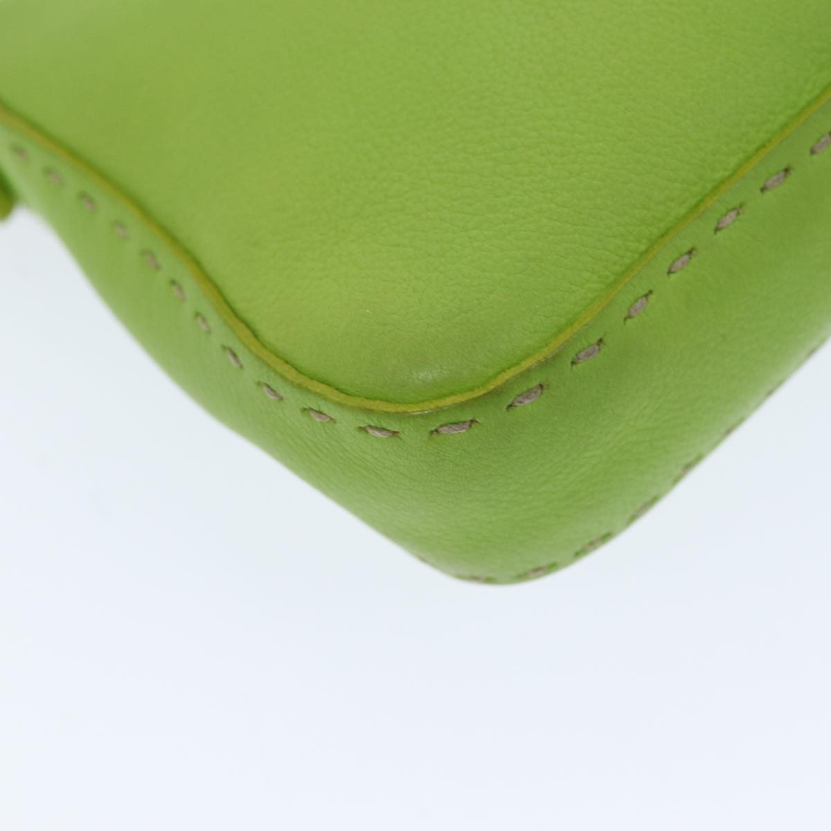FENDI Celeria Mamma Baguette Shoulder Bag Leather Green yk12521