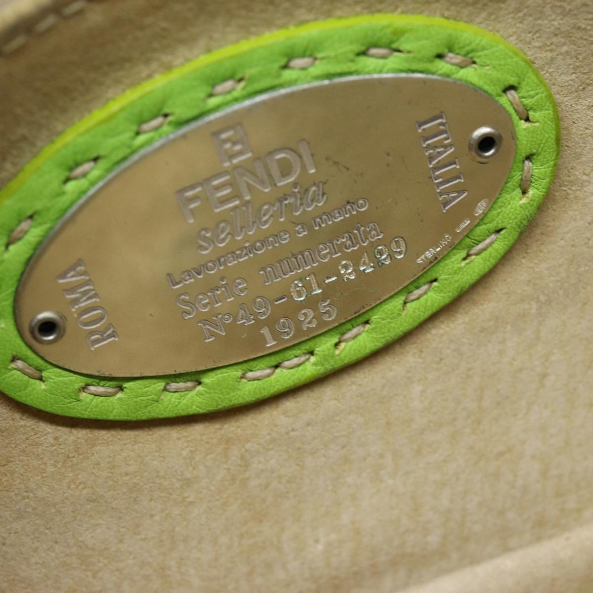 FENDI Celeria Mamma Baguette Shoulder Bag Leather Green yk12521