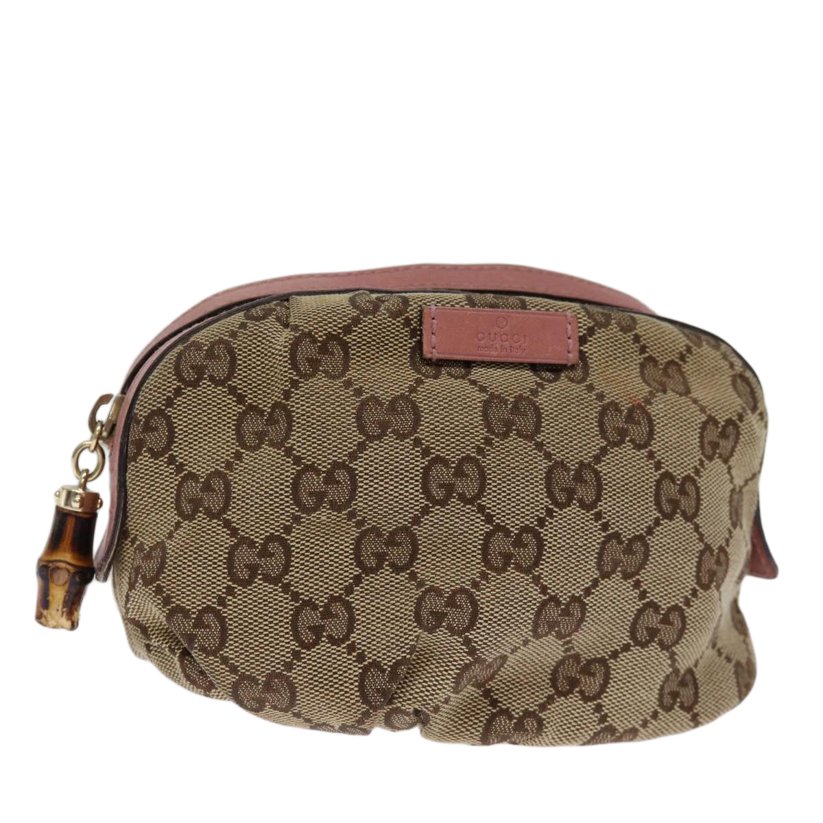 GUCCI GG Canvas Bamboo Pouch Beige 246175 yk12525