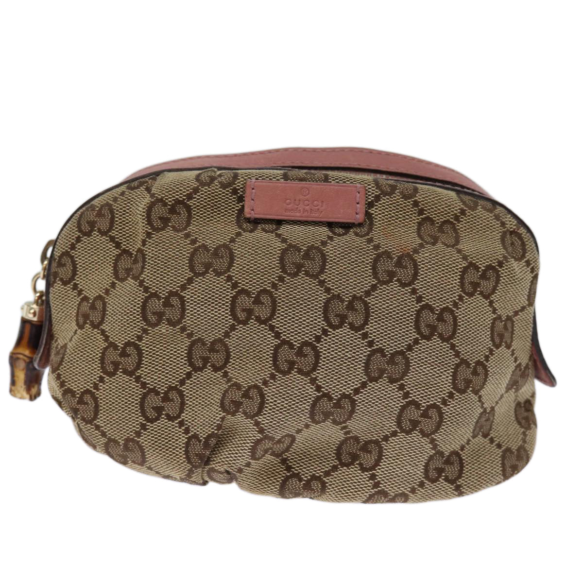 GUCCI GG Canvas Bamboo Pouch Beige 246175 yk12525