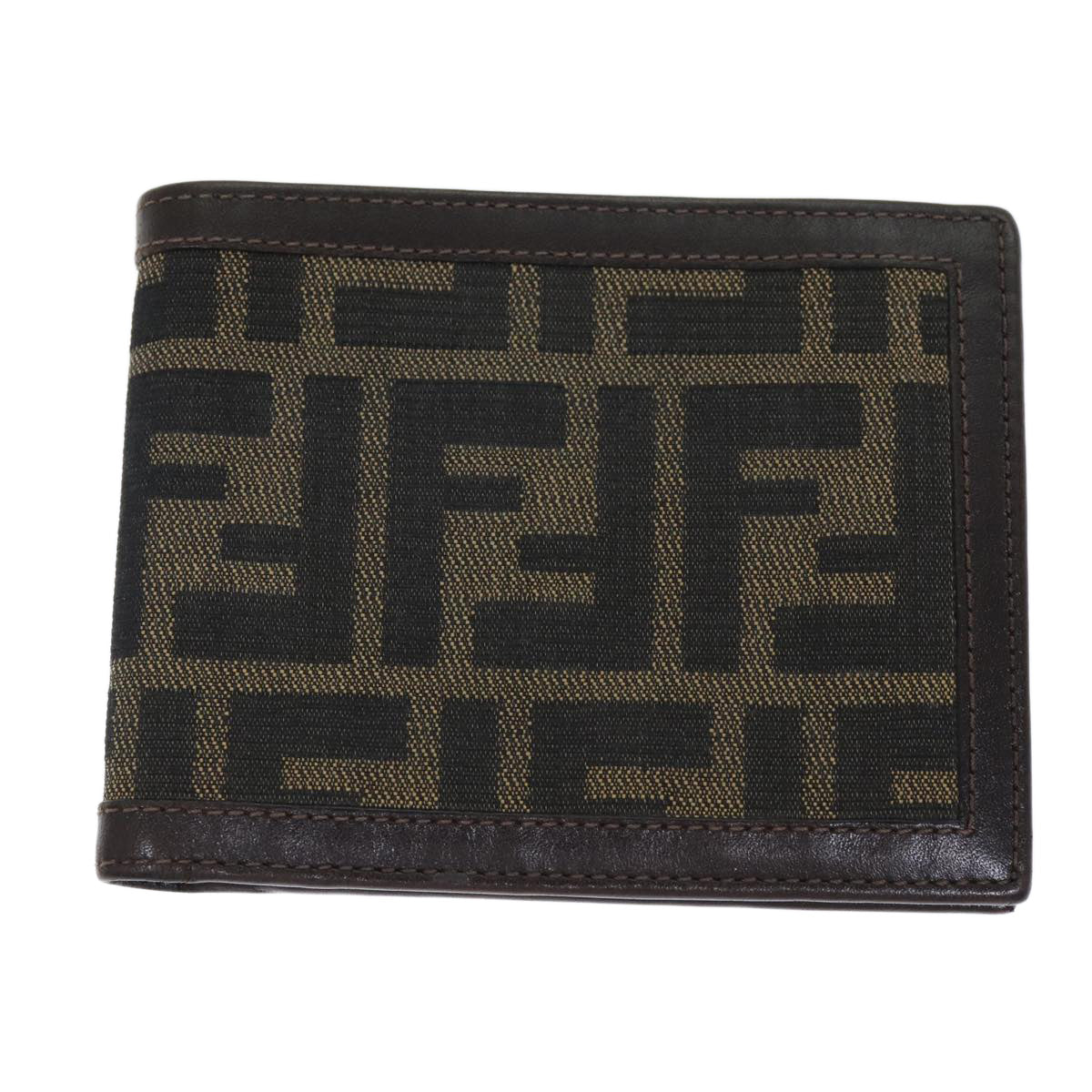 FENDI Zucca Canvas Wallet Black Brown yk12540