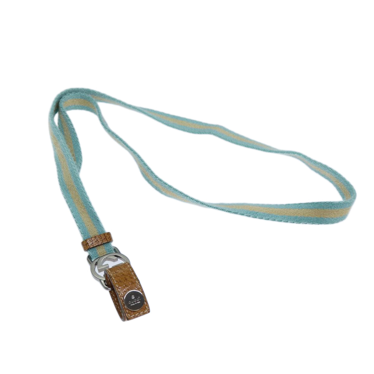 GUCCI Neck Strap Canvas Beige Blue 115278 yk12555