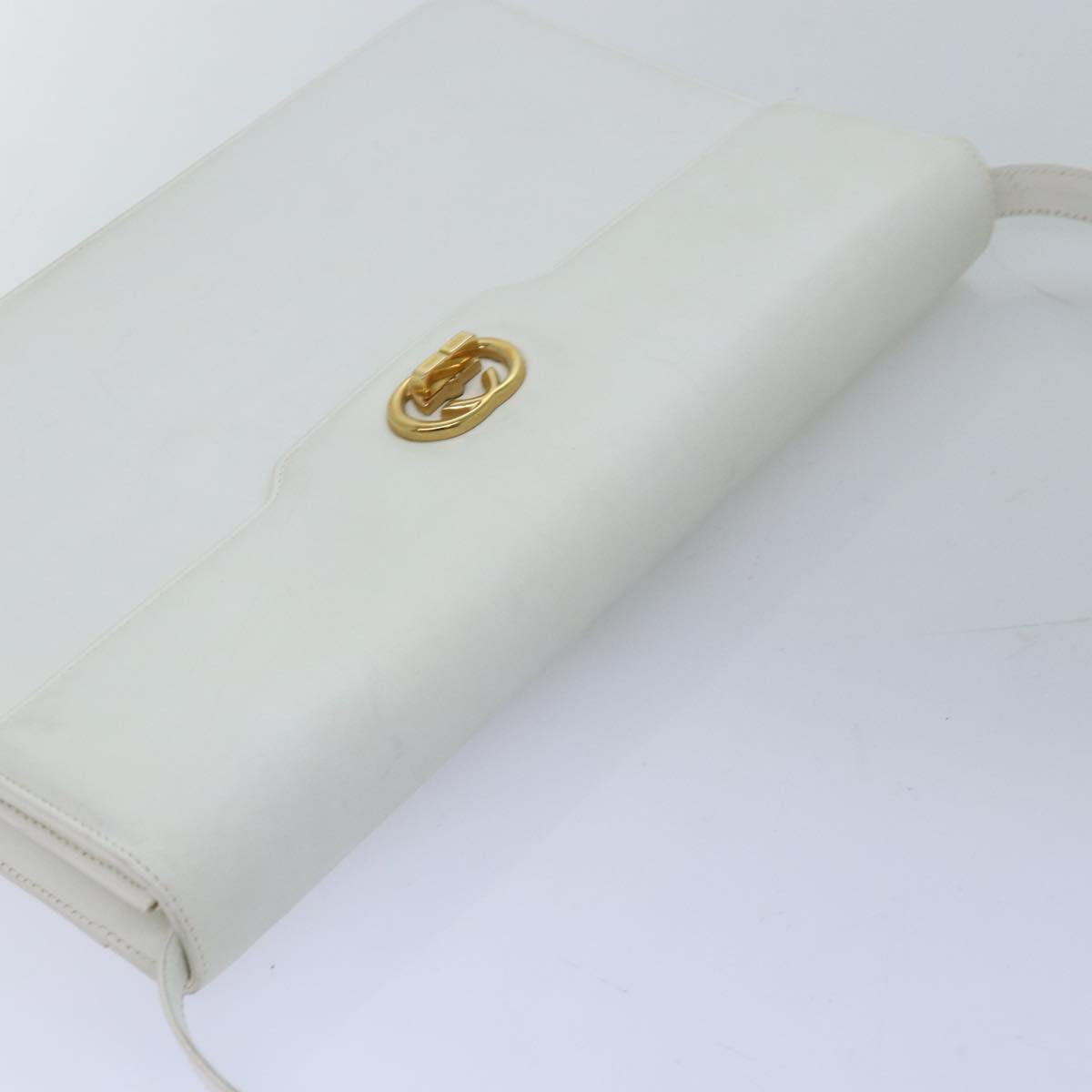 GUCCI Interlocking Shoulder Bag Leather White yk12575