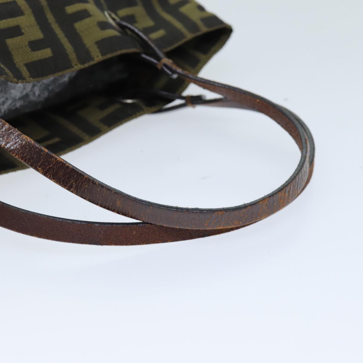 FENDI Zucca Canvas Hand Bag Brown Black yk12584
