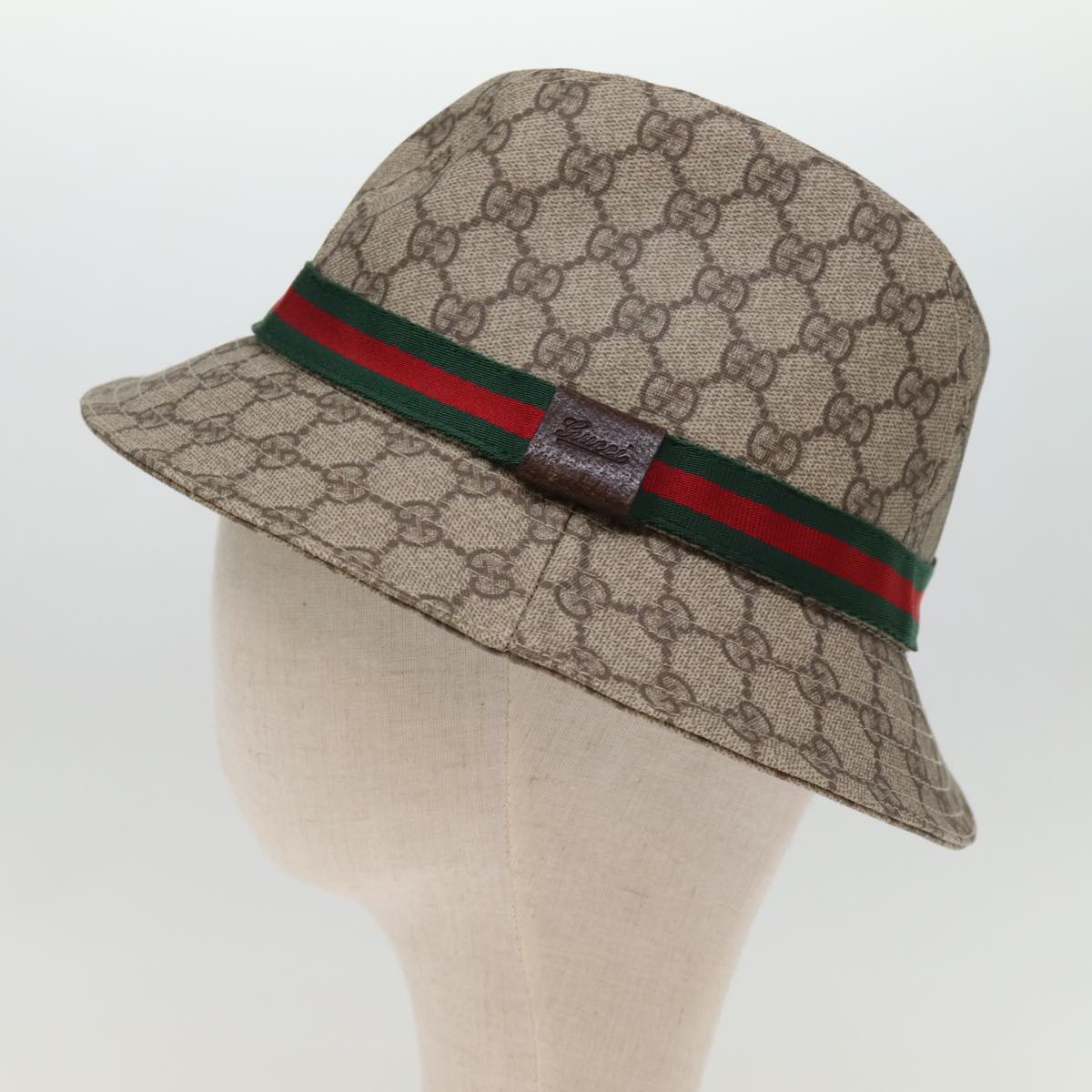 GUCCI GG Supreme Web Sherry Line Hat PVC M Beige Red Green yk12592