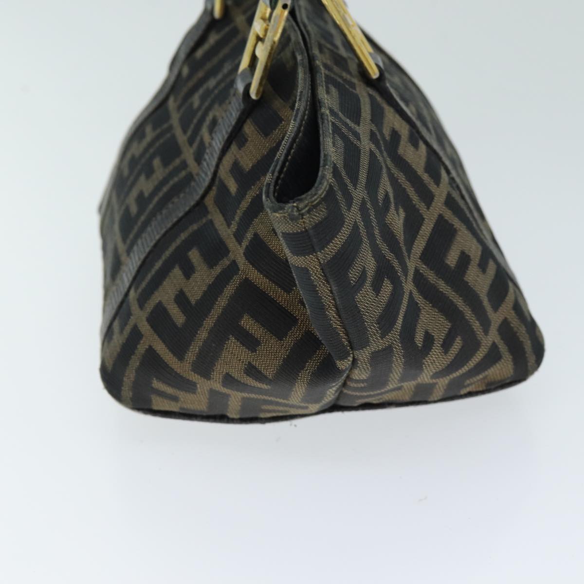 FENDI Zucca Canvas Hand Bag Brown Black yk12658